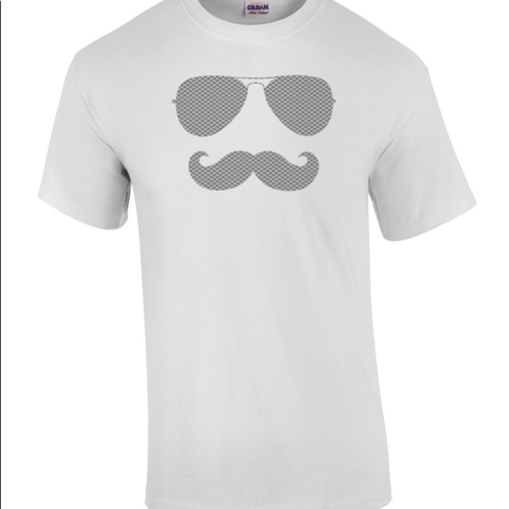 Men’s Novelty T-Shirt - Mustache and Aviators
